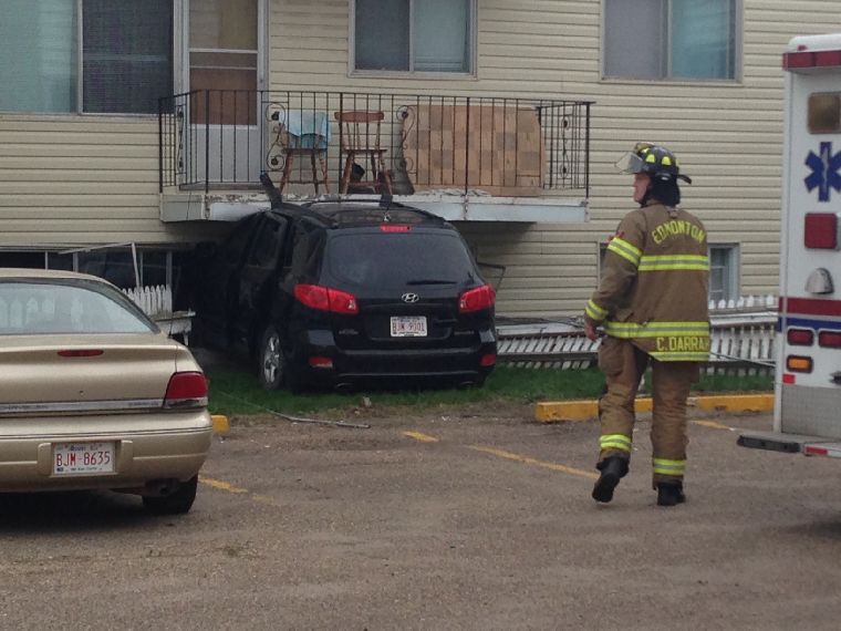 An Edmonton teen was behind the wheel of an SUV that crashed into an apartment building at 109 Avenue and 89 Street Monday afternoon.