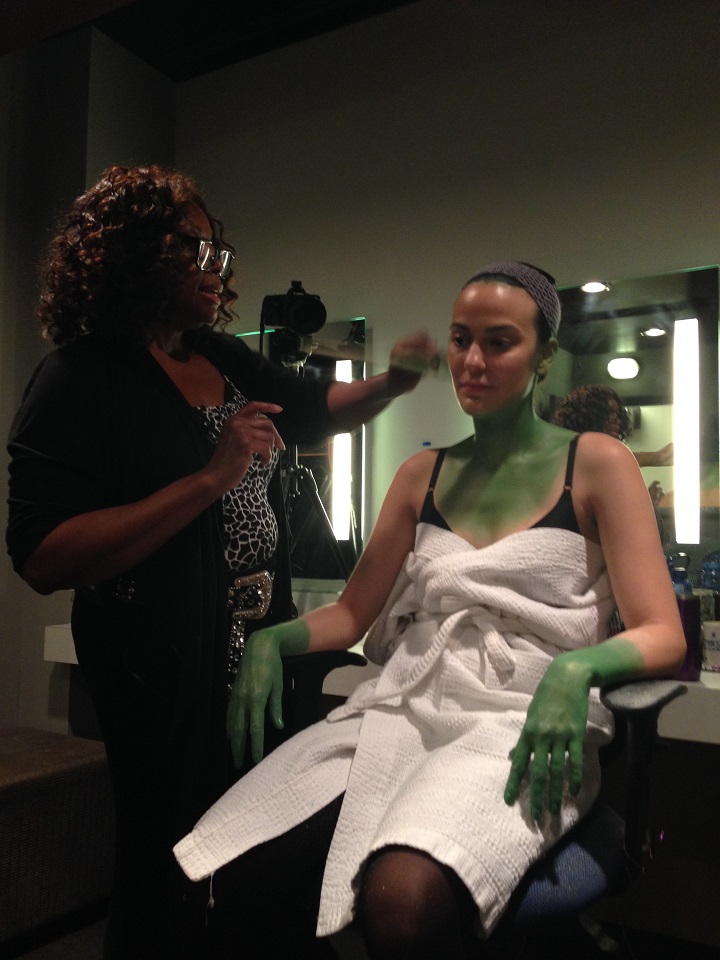 Actor Alyssa Fox begins her transformation into the Wicked Witch of the West before her Winnipeg stage performance in Wicked.