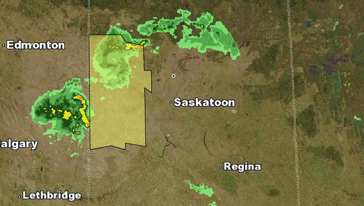 Environment Canada says conditions are favourable for the development of severe thunderstorms in western Saskatchewan.