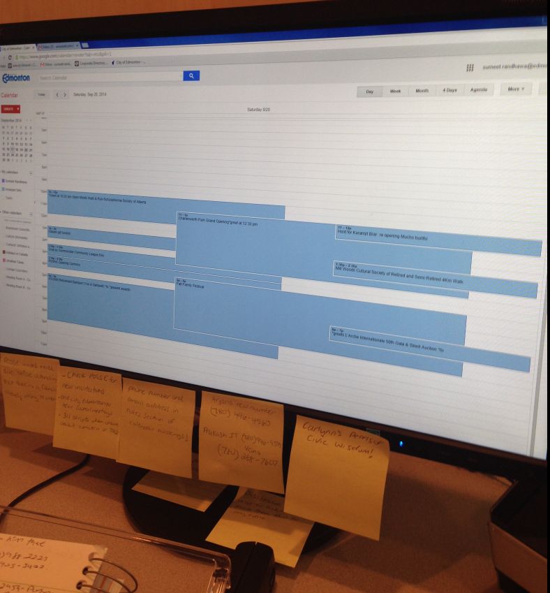 Ward 12 Councillor Amarjeet Sohi’s schedule for Saturday has eight appointments.