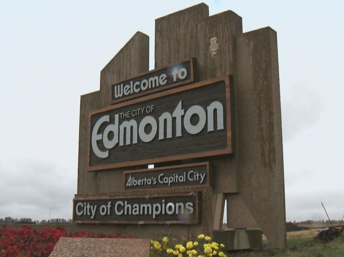 Edmonton's welcome signs, October 2013.