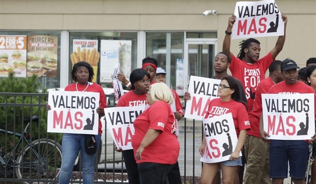 Protesters handcuffed during fast food walk-out for higher wages