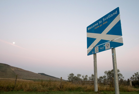 A Welcome to Scotland sign stands beside the road on the Scottish borders on September 10, 2014 in Selkirk, Scotland. The Scottish referendum takes place next week and will determine if Scotland is to remain part of the United Kingdom.