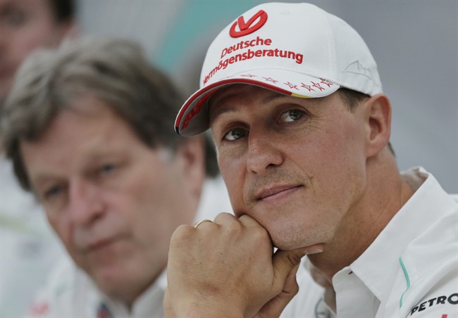 Former Mercedes F1 driver Michael Schumacher of Germany pauses during a news conference in Suzuka, Japan on Oct. 4, 2012. 