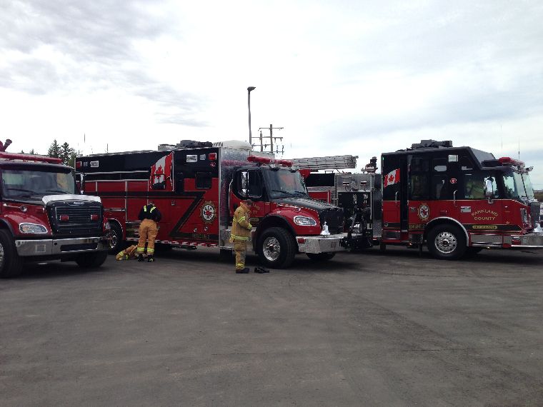 Firefighters respond to their first call at the Acheson Fire Station.