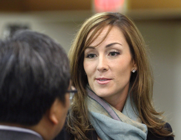 Amanda Lindhout attends a reception held in her honour by the Alberta Somali-Canadian community in Calgary on Sunday Feb. 21, 2010. 
