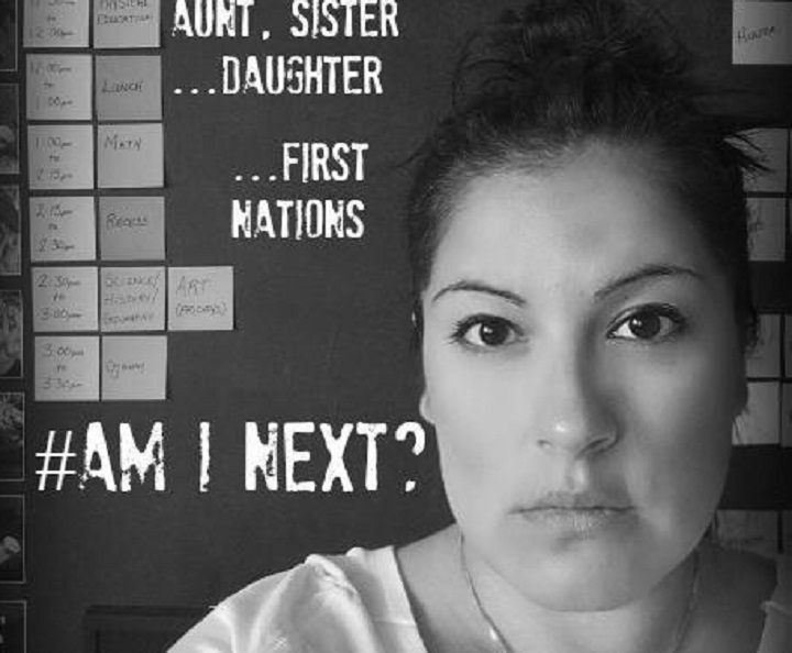 One of the faces of the "Am I next" campaign that calls on Canada to launch a public inquiry into missing and murdered aboriginal women. 