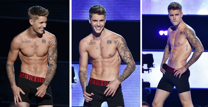 Justin Bieber strips down to his underwear at Fashion Rocks show