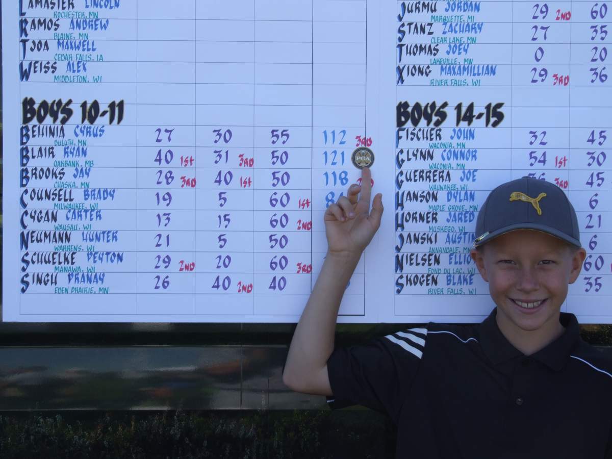 Ryan Blair after winning the boys 10-11 age group in Minneapolis and qualifying for Augusta. 