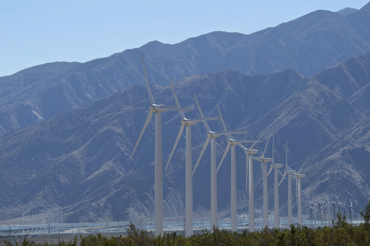 A wind farm in Palm Springs, California.