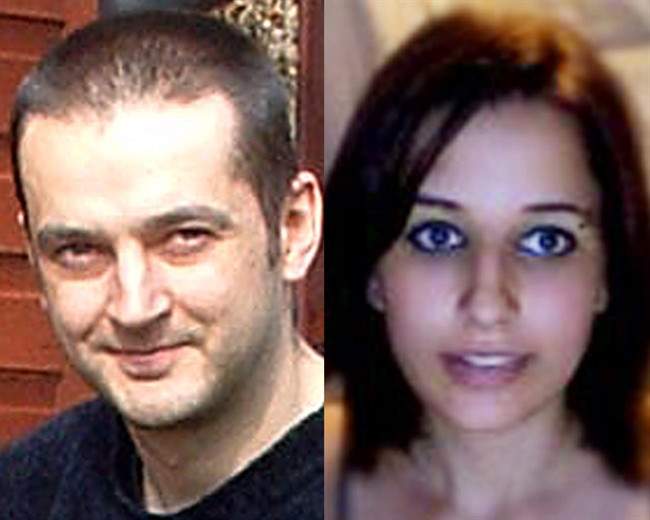 In this combination of file photos provided by their family is Mark Drybrough, left, from Coventry, England and Nadia Kajouji, from Brampton, Ontario. William Melchert-Dinkel, a former nurse who admitted going online and encouraging people to kill themselves, was convicted Tuesday, Sept. 9, 2014 of assisting in the suicide of Drybrough and attempting to assist on the suicide of Kajouji.