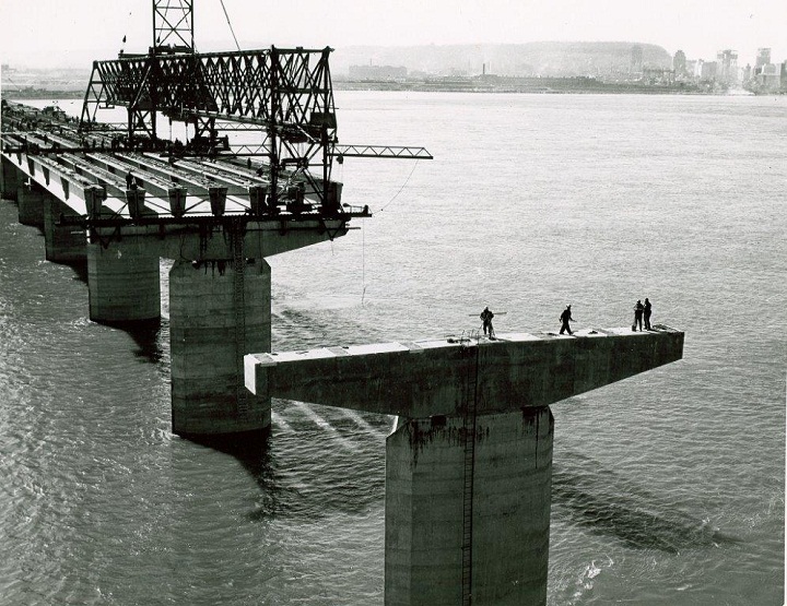The Champlain Bridge under construction in Montreal on May 5, 1961.