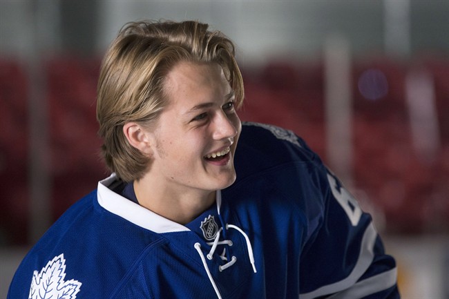 Toronto Maple Leafs' rookie William Nylander attends training camp in Toronto on Thursday September 18, 2013. 