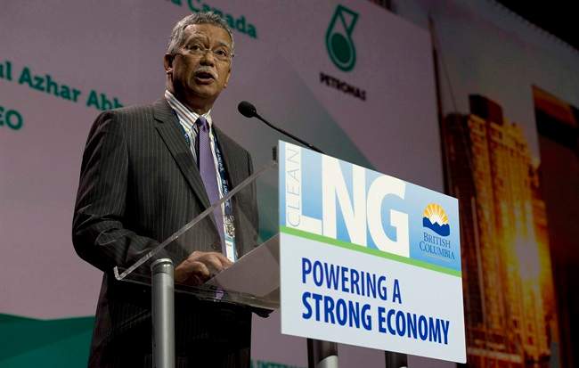 Petronas CEO Shamsul Abbas speaks during the LNG conference in Vancouver, B.C. Wednesday, May 21, 2014.