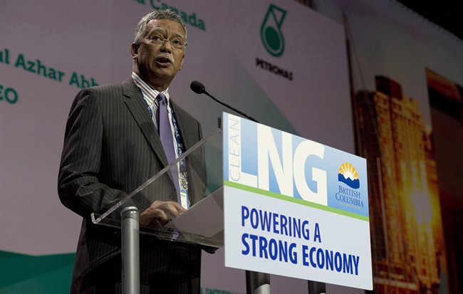 Petronas CEO Shamsul Abbas speaks during the LNG conference in Vancouver, B.C. Wednesday, May 21, 2014.