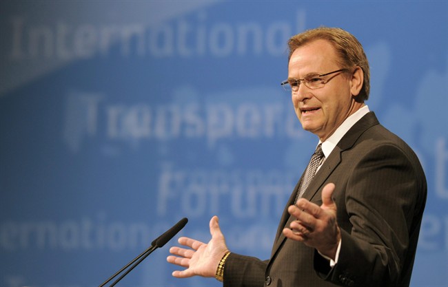 Rob Merrifield delivers a speech at the International Transport Forum in Leipzig, Germany, on May 26, 2010. Premier Jim Prentice shook up Alberta's trade offices Wednesday, hiring Conservative MP Rob Merrifield and tossing overboard Gary Mar, former premier Alison Redford's Asia representative. 