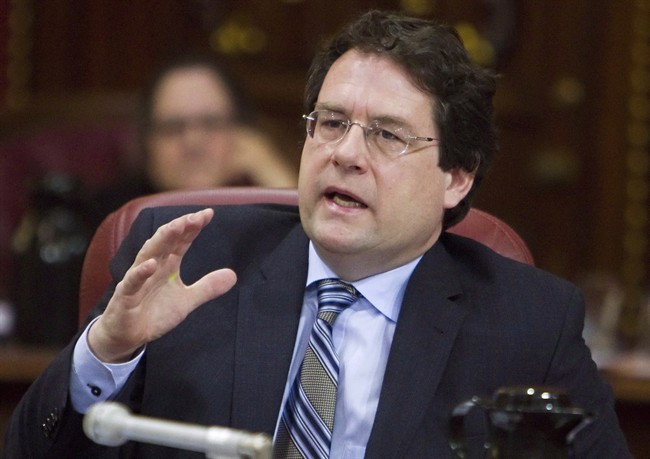 Former Quebec Minister Bernard Drainville speaks at a legislature committee studying the proposed Quebec Charter of Values Friday February 7, 2014 in Quebec City. 