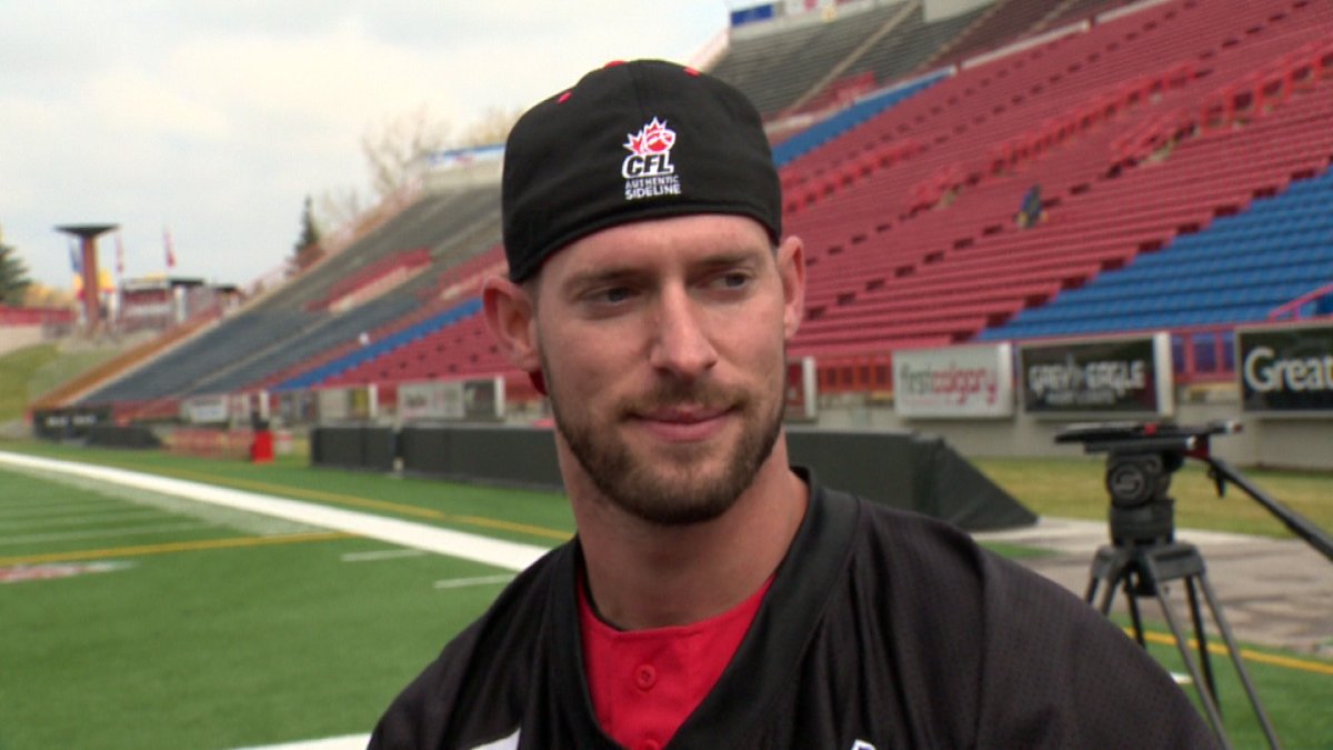 Calgary Stampeders quarterback Drew Tate after Friday's practice. 