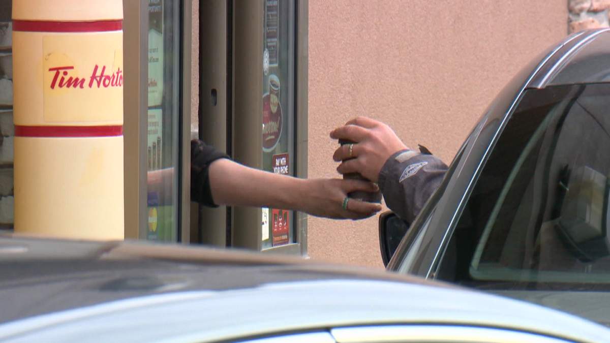 A file photo of a Tim Hortons drive-thru.