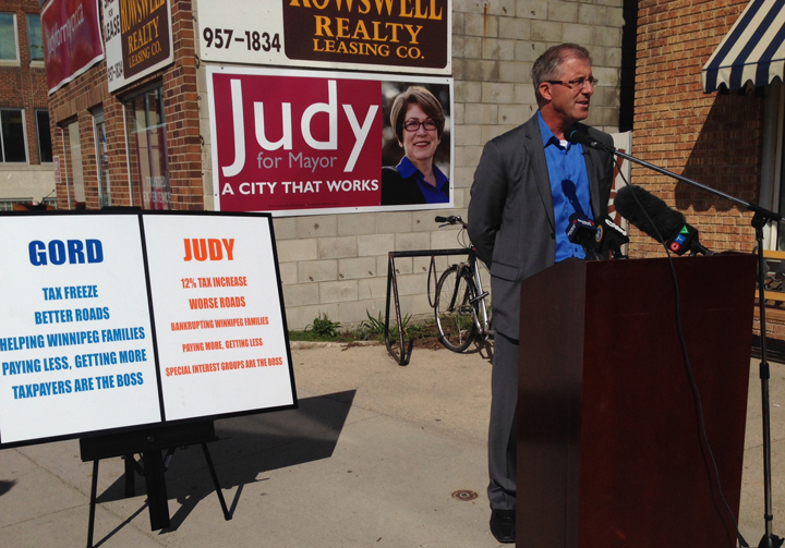 Gord Steeves mayor candidate Winnipeg election 2014 tax freeze