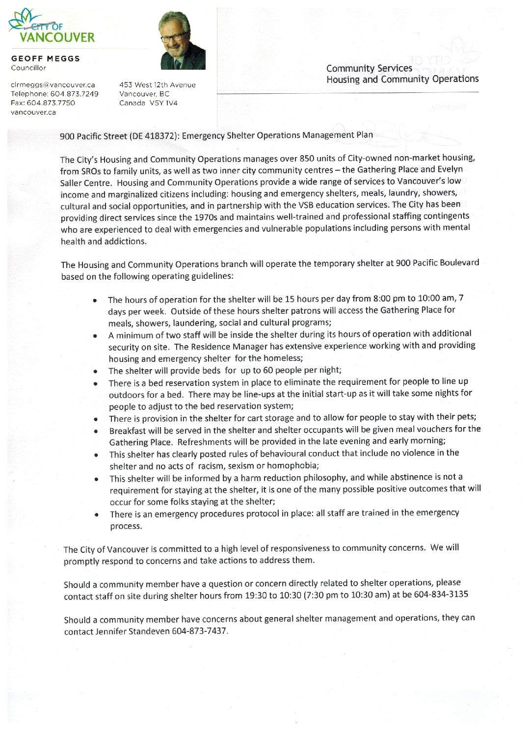 The letter sent to area residents.