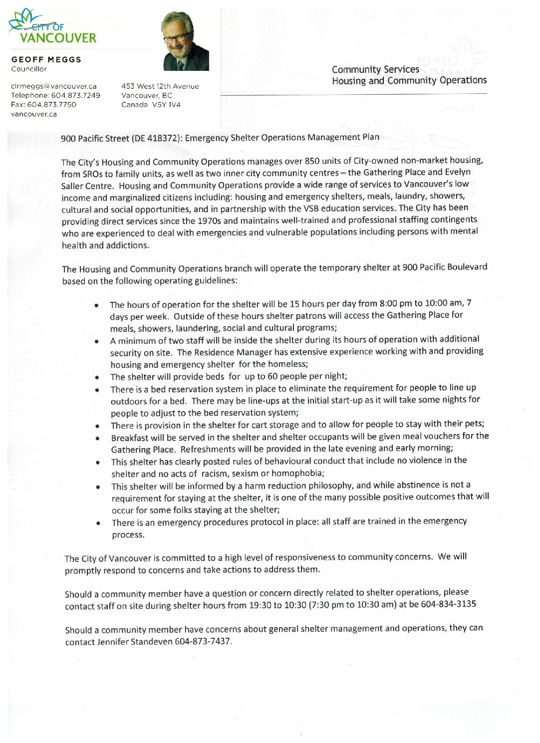 The letter sent to area residents.