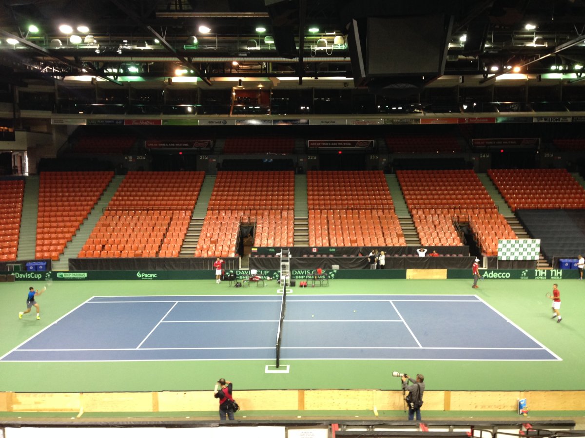 Team Canada practices at Metro Centre in Halifax ahead of Davis Cup tie against Colombia.
