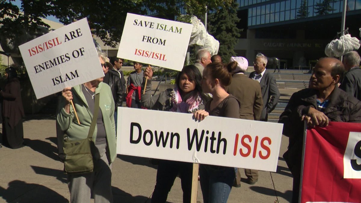 Dozens gathered at City Hall for rally against ISIS/ISIL.