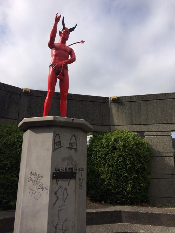 City Crews Remove Satan Statue Erected Alongside Busy Vancouver Roadway