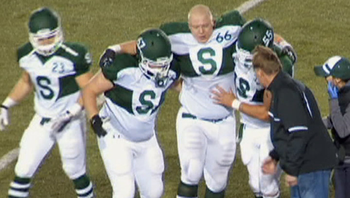 Saskatchewan Huskies offensive lineman Jordan Arkko (#66) handed two-year suspension for doping violation.