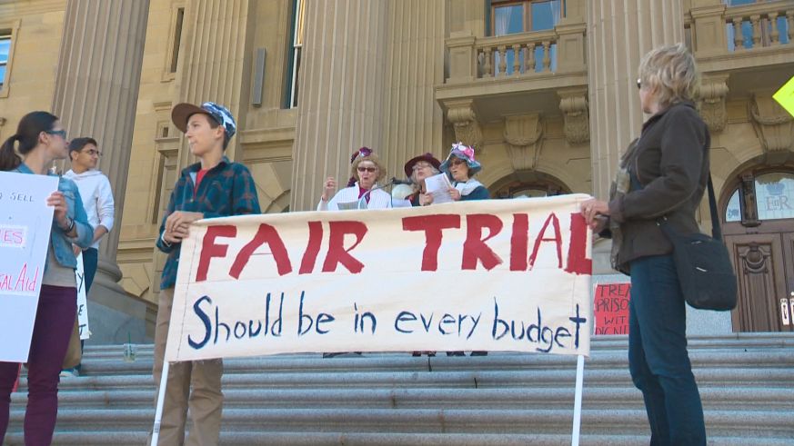 Mothers In Support of Fair Trials rally outside the Alberta Legislature for more provincial funding towards Legal Aid, Saturday, September 20, 2014. 