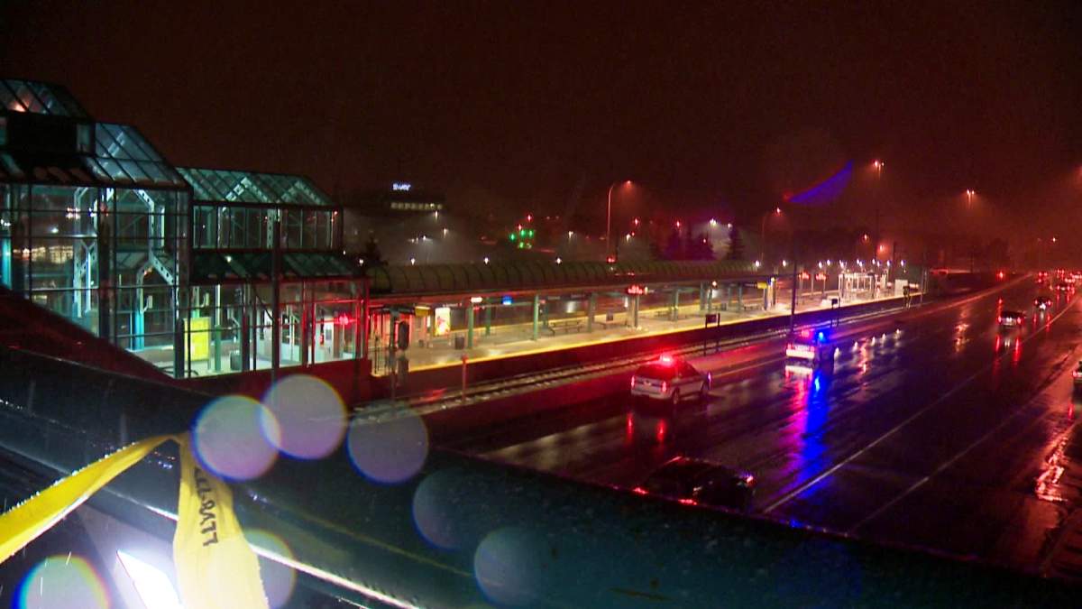 Police investigate a stabbing at the Brentwood LRT station on Tuesday, September 9th, 2014.
