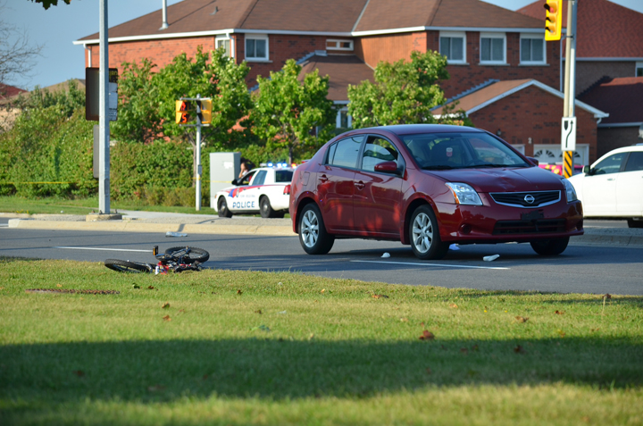 A six-year-old boy was seriously injured by a car on a busy Markham street Friday afternoon. 