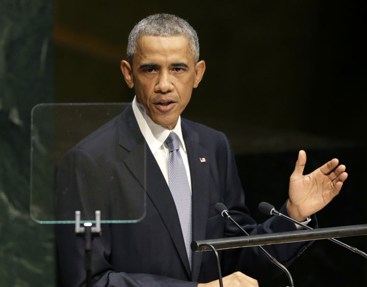 United States President Barack Obama, speaks during the 69th session of the United Nations General Assembly at U.N. headquarters, Wednesday, Sept. 24, 2014. 