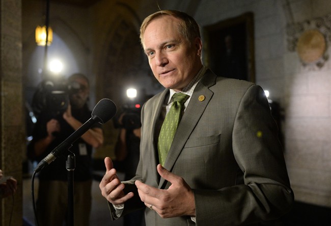 NDP MP Peter Julian speaks to reporters in the foyer of the House of Commons on Parliament Hill in Ottawa on Monday, September 29, 2014 in regards to the NDP motion to fix question period. 