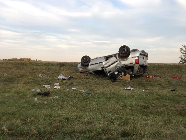 Aftermath of a crash near Ponoka, which is located about 100 kilometres south of Edmonton.