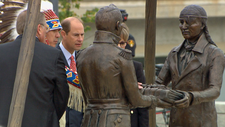 Prince Edward marks Saskatoon stop with unveiling of monument dedicated to the War of 1812.