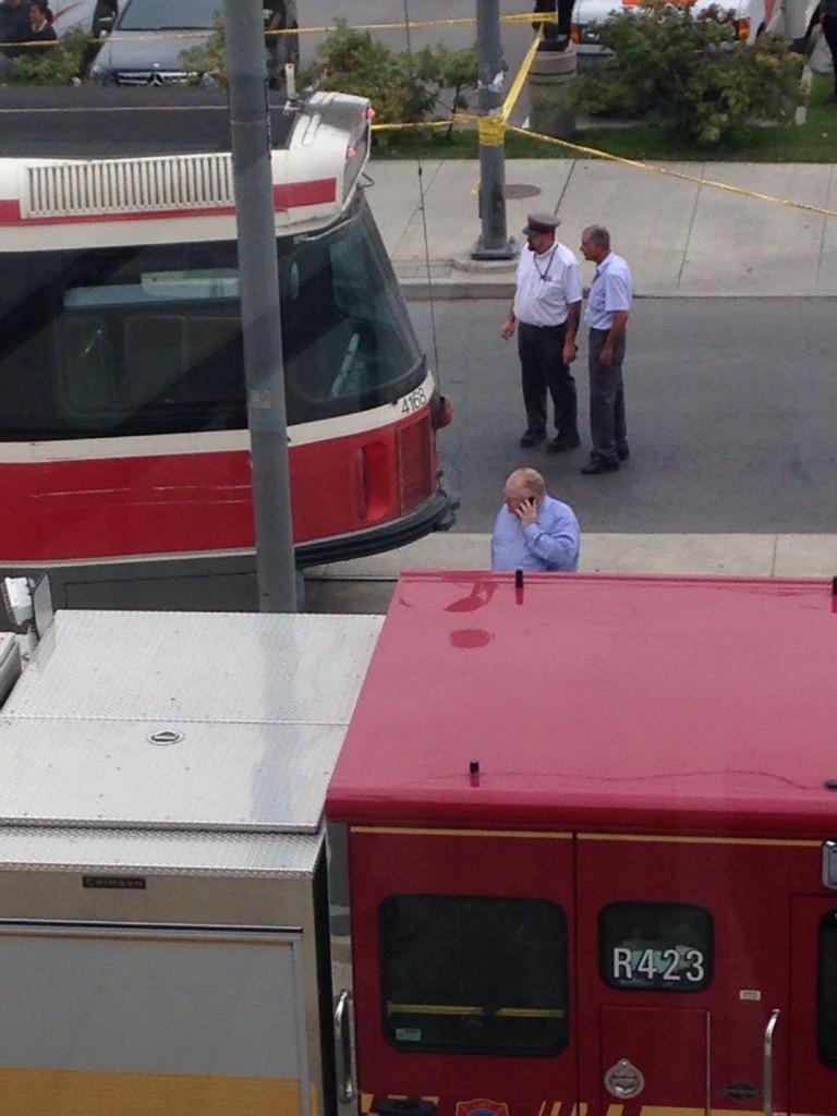 Rob Ford, pictured here, was at the scene of the incident shortly after it happened.
