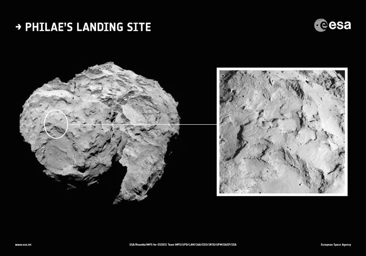 The landing site for the Philae lander, part of the Rosetta mission.
