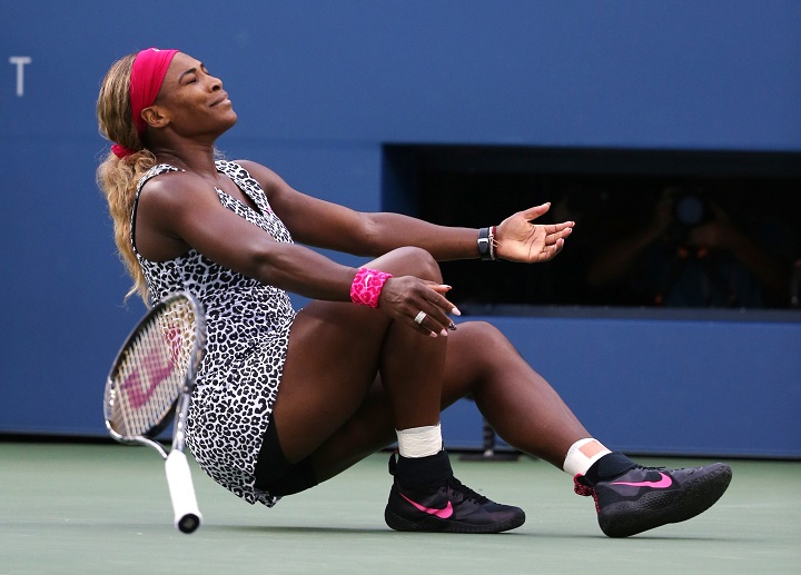Serena Williams, reacts after defeating Caroline Wozniacki, of Denmark, during the championship match of the 2014 U.S. Open tennis tournament, Sunday, Sept. 7, 2014, in New York.
