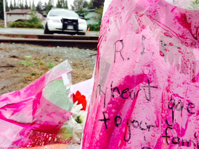 Flowers left at the scene of Serena Vermeersch’s murder.