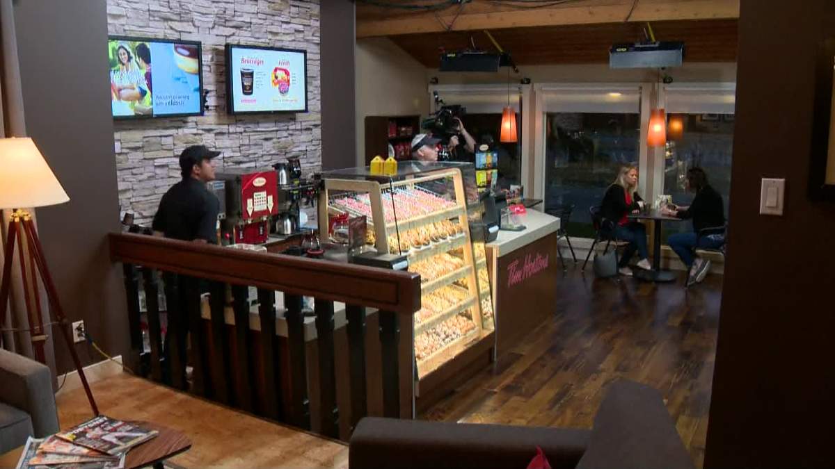 Tim Hortons opened a temporary location in Calgary at 303 Oakfern Way S.W. on Sept. 23, 2014.