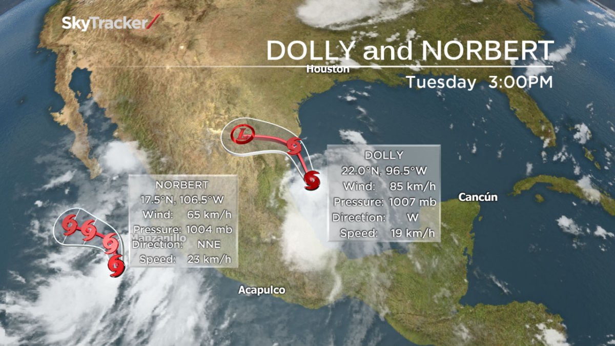 Tropical storms Dolly and Norbert
