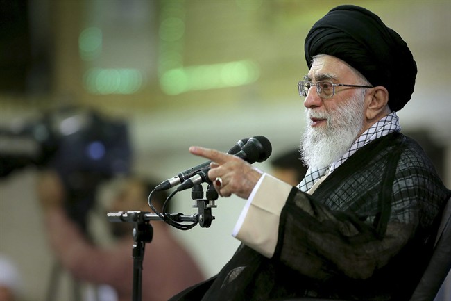 In this photo released by an official website of the Iranian supreme leader's office, Supreme Leader Ayatollah Ali Khamenei speaks during a meeting in Tehran, Iran, Sunday, Sept. 7, 2014.