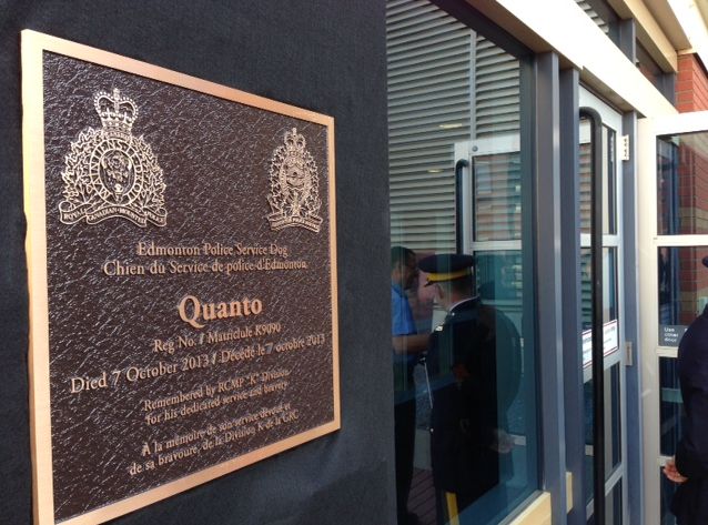 RCMP unveil tribute plaque to PSD Quanto, Oct. 7, 2014.