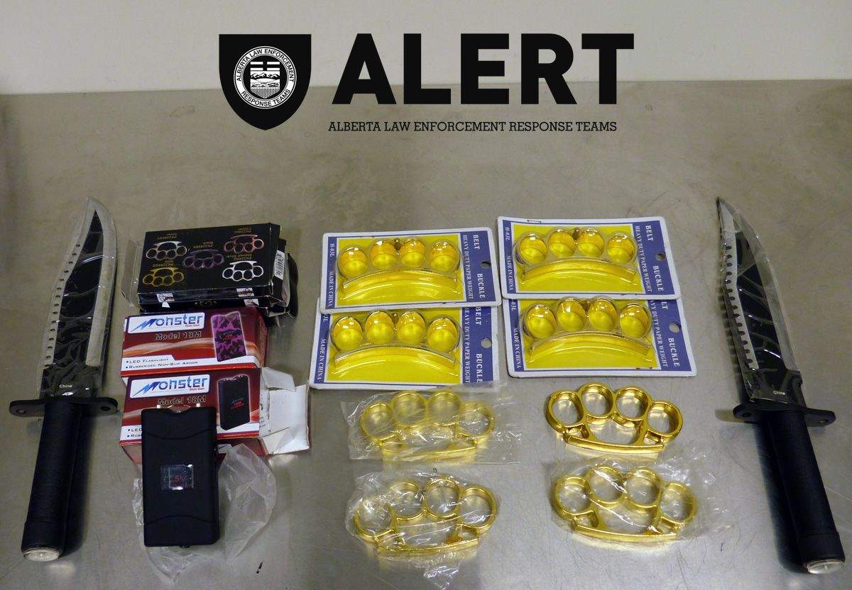 Weapons headed for Bonnyville seized. 