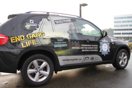 A forfeited BMW SUV was made available to the Combined Forces Special Enforcement Unit-British Columbia (CFSEU-BC) .