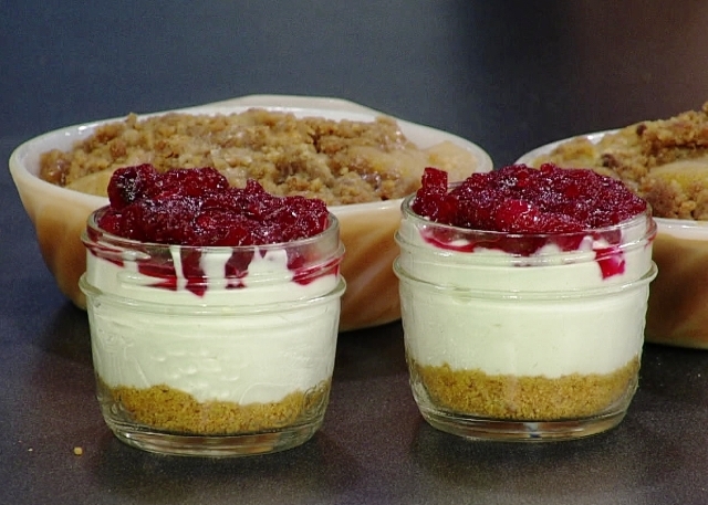 Cherry-Cranberry Cheesecake in a Jar.