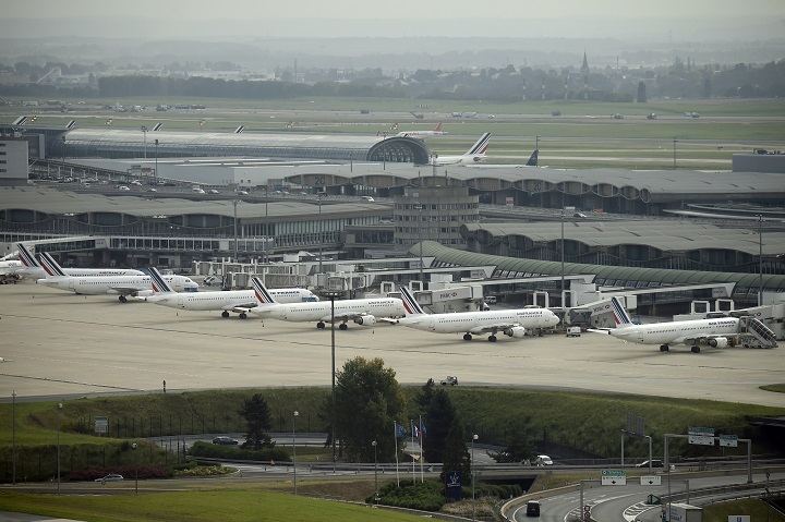 Air France planes parked on the tarmac at Paris-Charles de Gaulle airport in Roissy, on September 17, 2014.
