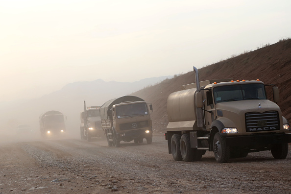 Iraqi Kurdish Peshmerga military convoy, carrying heavy weapons belonging to Iraqi Kurdish Peshmerga forces, crosses into Turkey from the Habur border crossing in Sirnak province of Turkey, on October 29, 2014. Iraqi Kurdish Regional Government  has sent its forces to fight alongside the armed groups against Islamic State of Iraq and Levant (ISIL) militants in Kobani (Ayn al-Arab) within a special arrangement with Turkey.